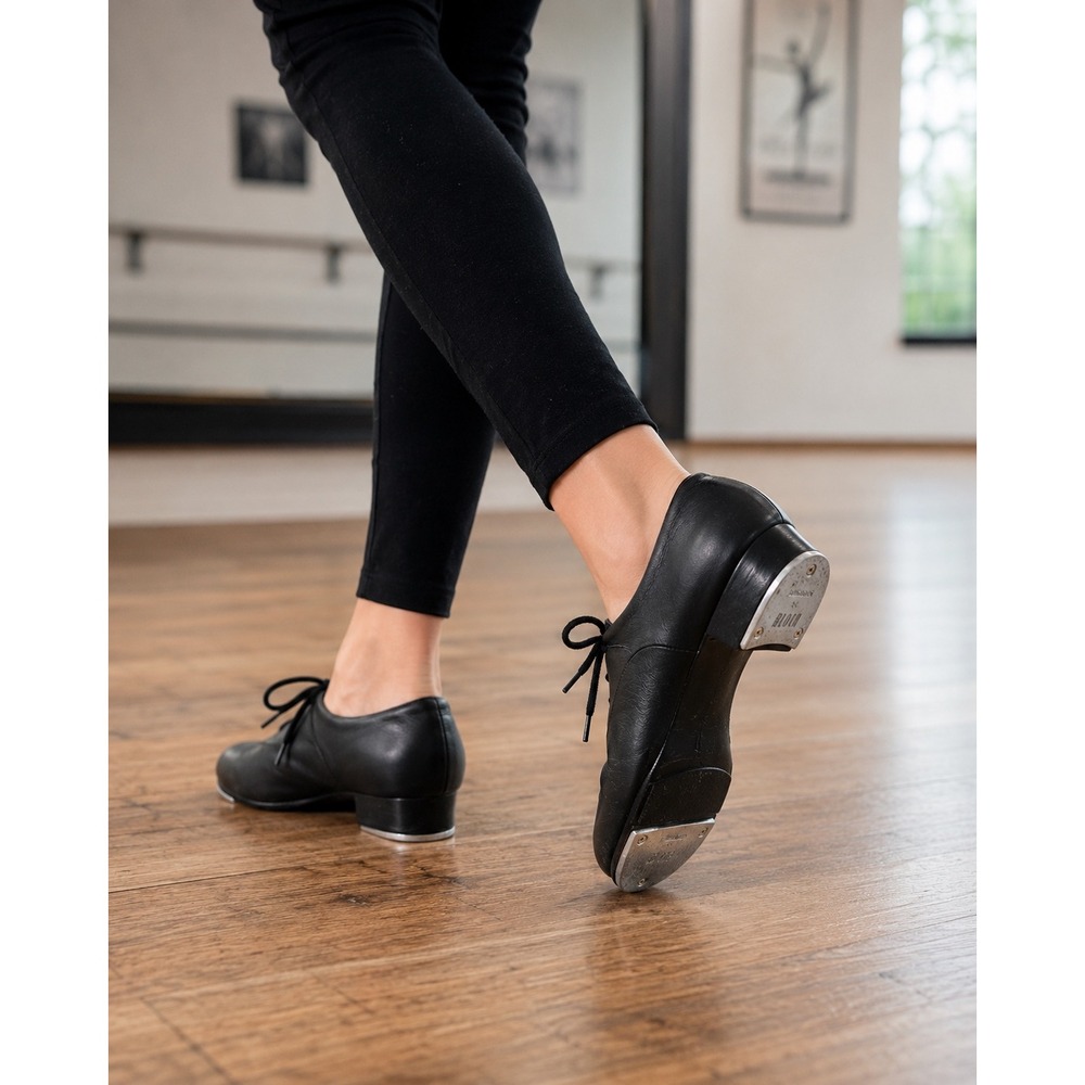 Bloch Black Leather Lace Up Tap Shoes Womens Size 8M Dance Theater Performance